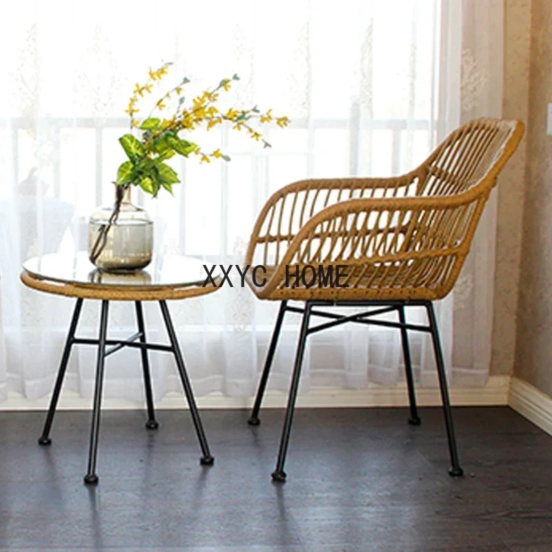 Balcony Rocking Chair Household Modern Living Room Light Luxury Chair Leisure Lazy Courtyard Rattan Chair Outdoor Furniture