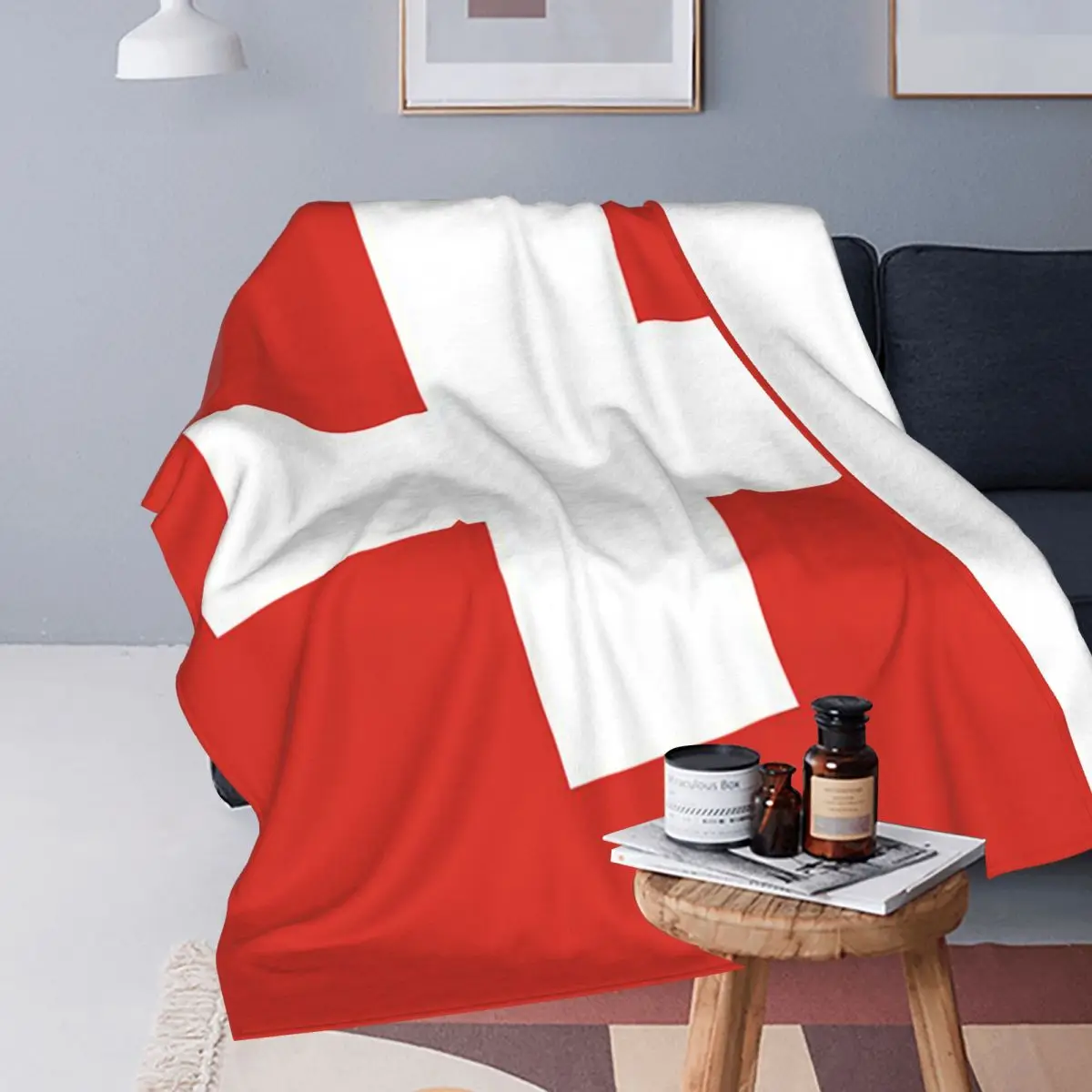 Bern Bear Swiss Flag Switzerland Coat Of Arms Blanket Soft Warm Flannel Throw Blanket Plush for Bed Travel Home Couch