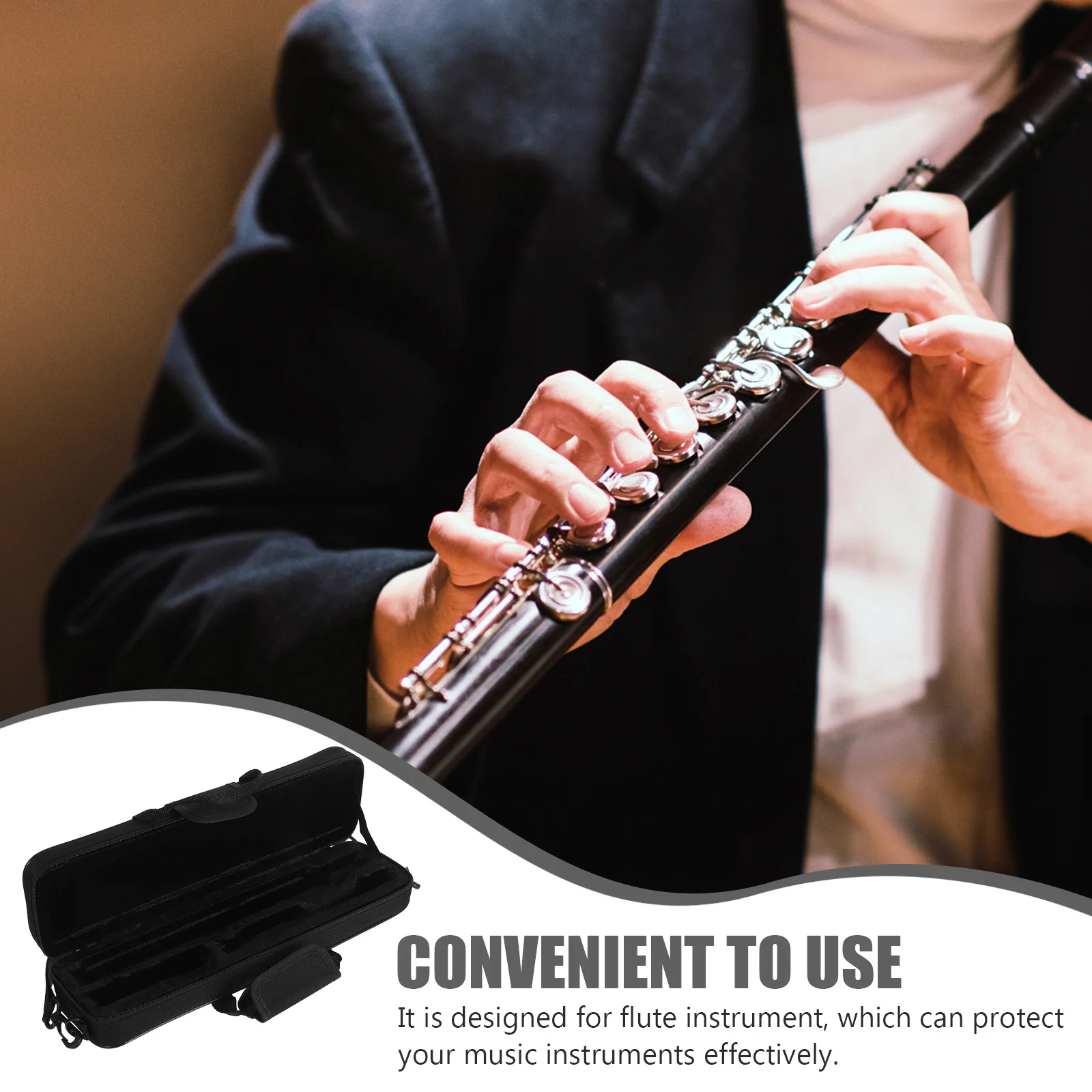 

Portable Waterproof Oxford Cloth Flute Case 16-Hole Flute Storage Bag Adjustable Shoulder Strap Musical Instrument Carrying Bag