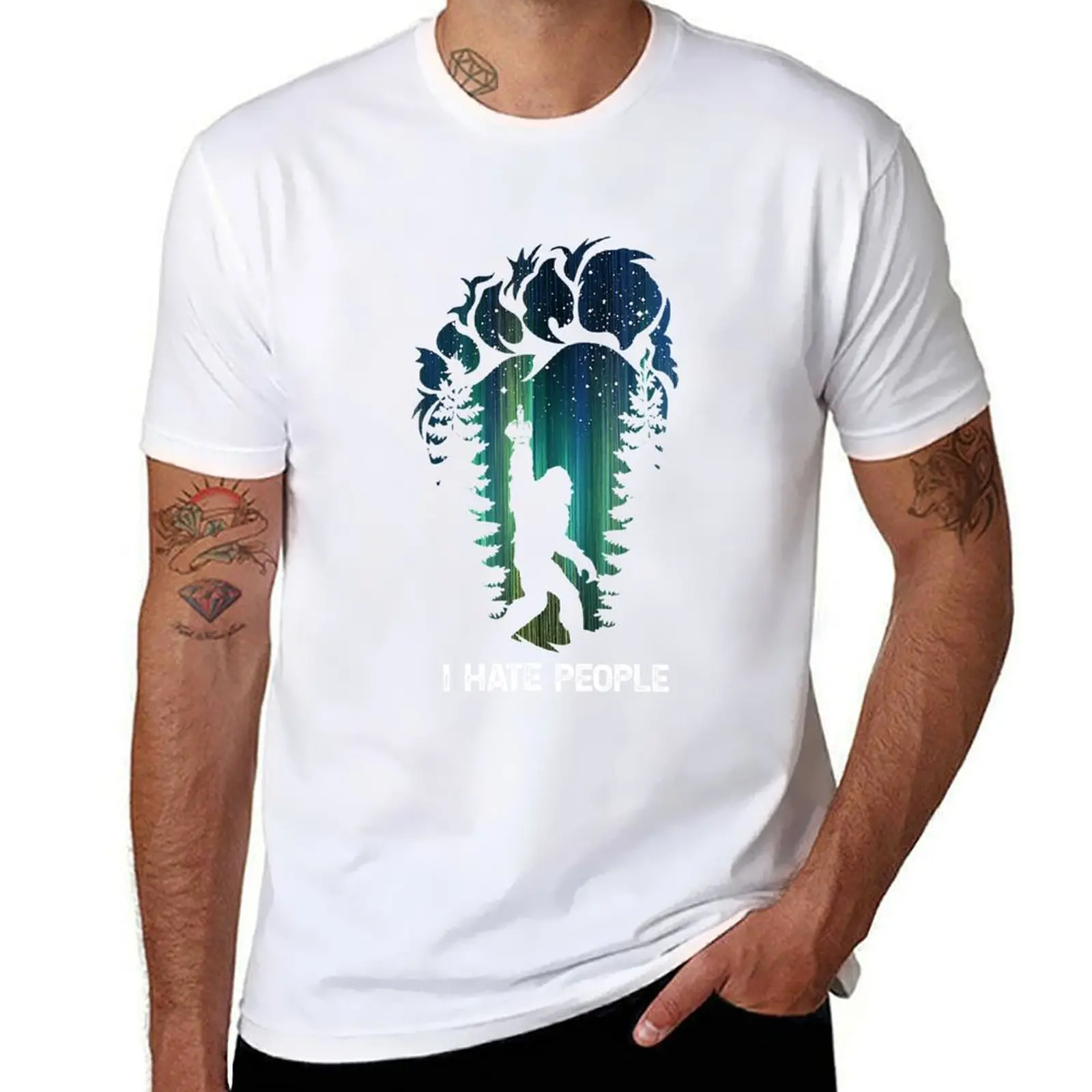Middle Fingers Bigfoot Hate People I T-Shirt Sports Casual Breathable Tee Shirt