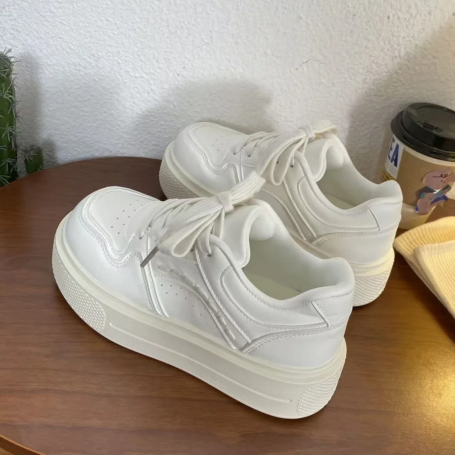 Niedliche Katzenpfoten-Absatz-Print-Plateau-Skate-Sneaker für Damen, blaue Kunstleder-Schnürschuhe, lässige, einfarbige Board-Schuhe für Teenager. – Detail 13