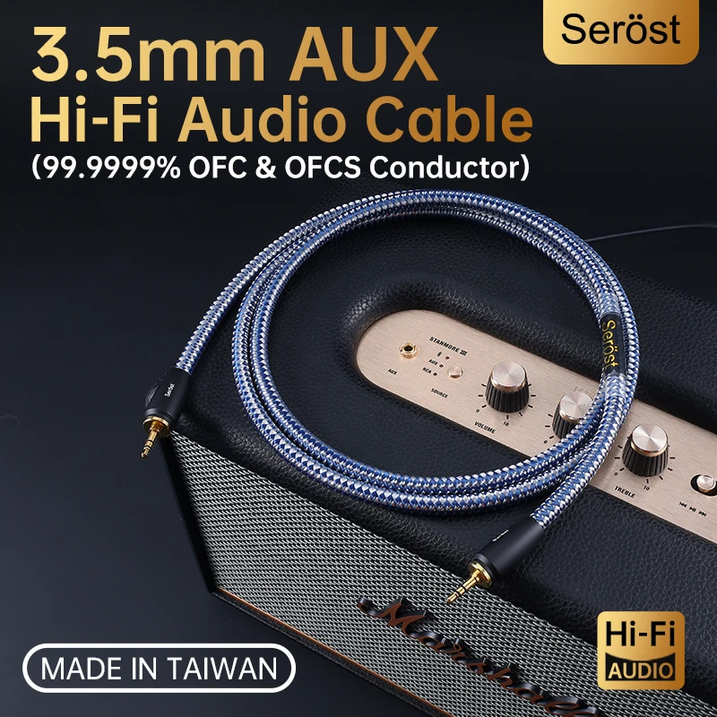 

Аудиокабель Serost HiFi, 99,9999% OFC, посеребренный, 3,5 мм на 3,5 мм, штекер-штекер, кабель Aux для наушников, колонок, автомобиля, AUX, DAC, DSP