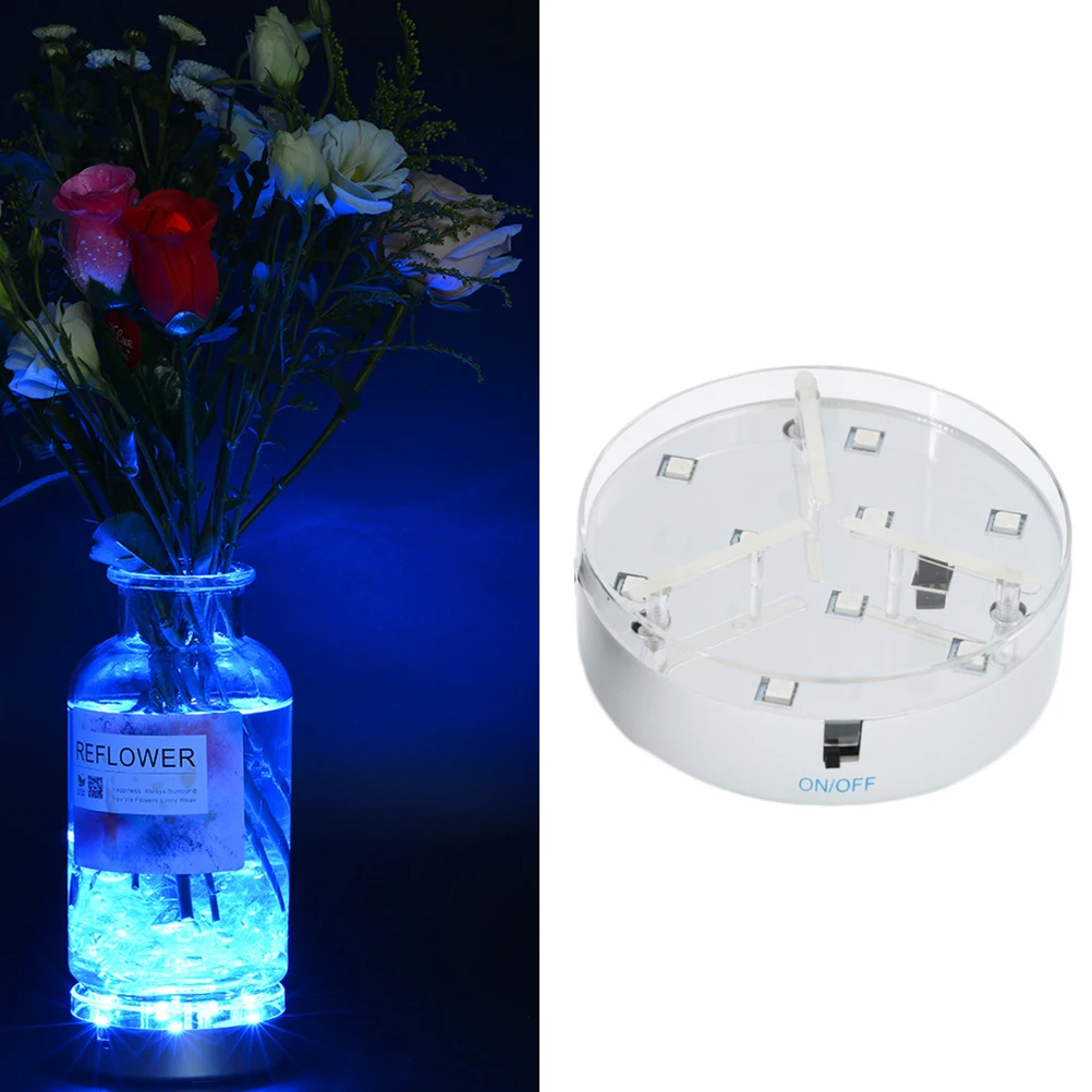 

LED Light Disc Base 10 CM Round LED Display Stand for Crystals Vase Glass Wedding Decor Storage