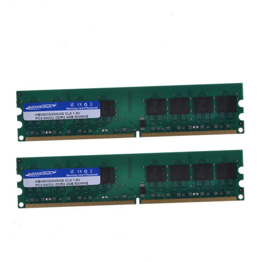 KEMBONA Wholesale 2PCS/Lot DESKTOP DDR2 8GB KIT(2X4gb)800MHz pc2-6400 Dual-channel DDR2 8G Desktop memory for A-M-D Compatible