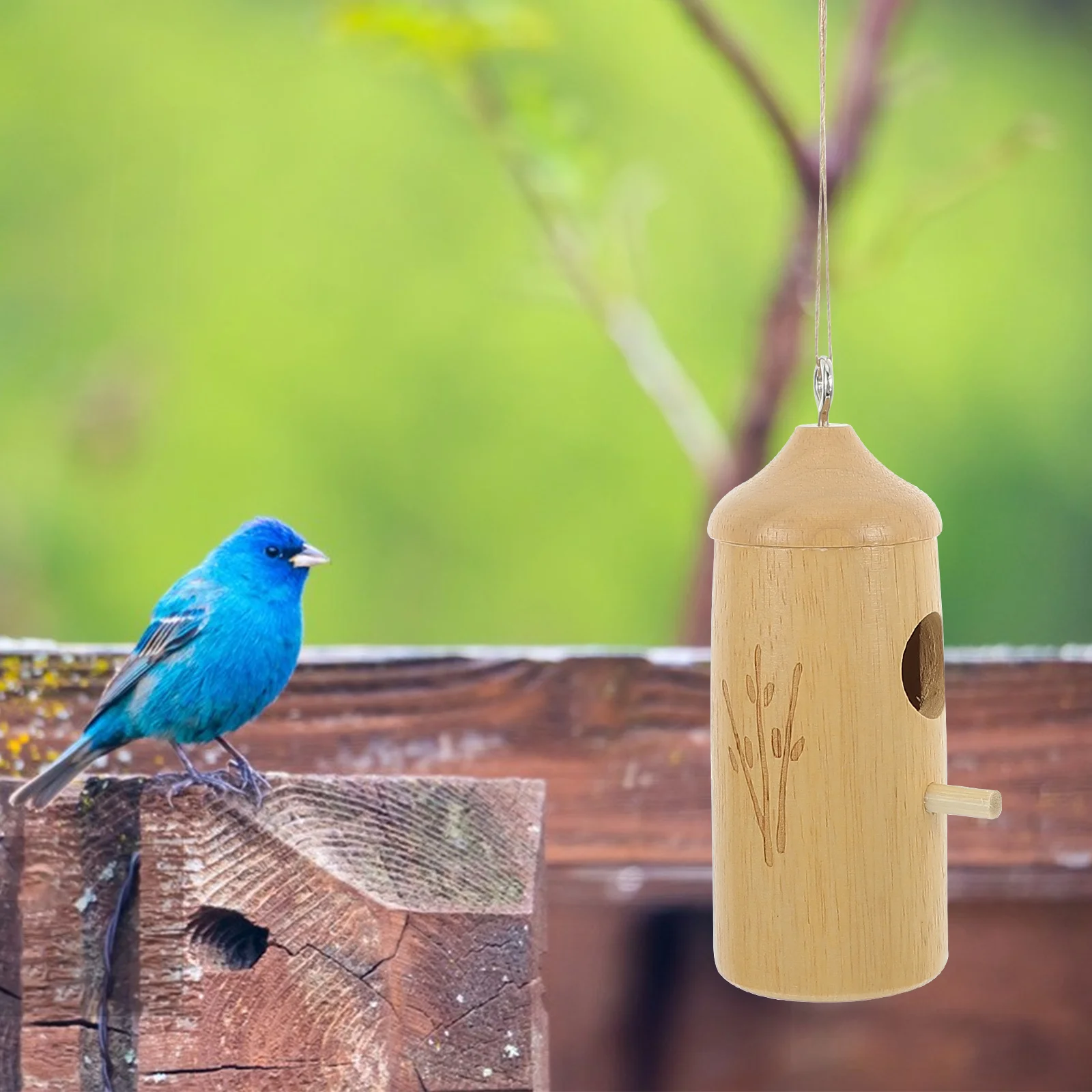 

Wooden Hummingbird House Hanging Ornaments for Gardens Balconies Rest Play Simple Useful Versatile Decor