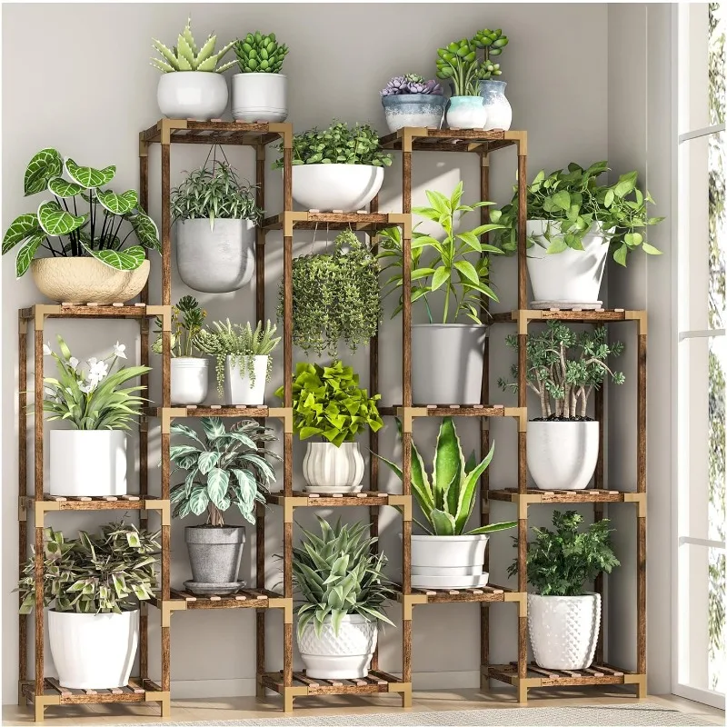 

HOMKIRT 17 Tier Large Plant Stand Indoor Outdoor, Tall Plant Shelf Rack for Multiple Pots Table Holder Flower Stand for Patio