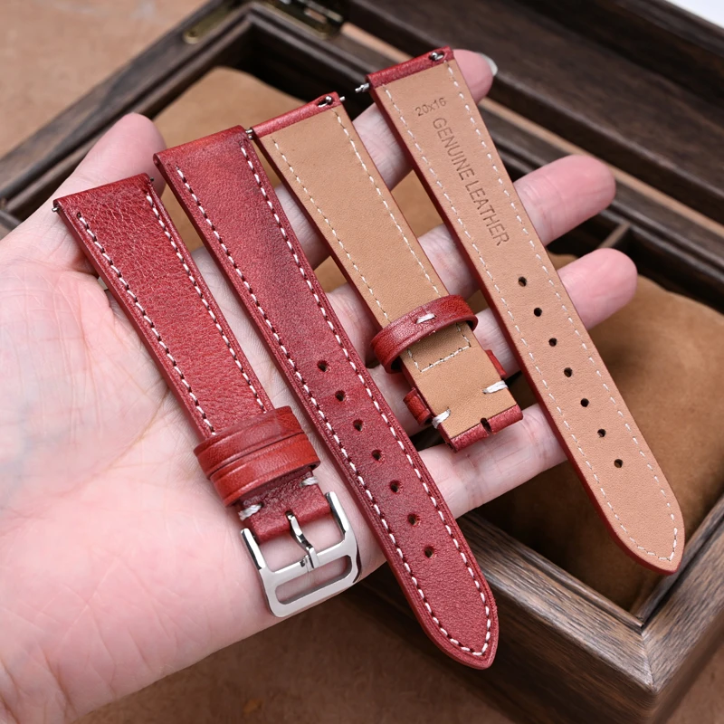 Retro Calf Leather Oil Wax Watchband Straps Quick Release 17mm 18mm 19mm 20mm 21mm 22mm Universal Wrist Band For Huawei GT5/4/3