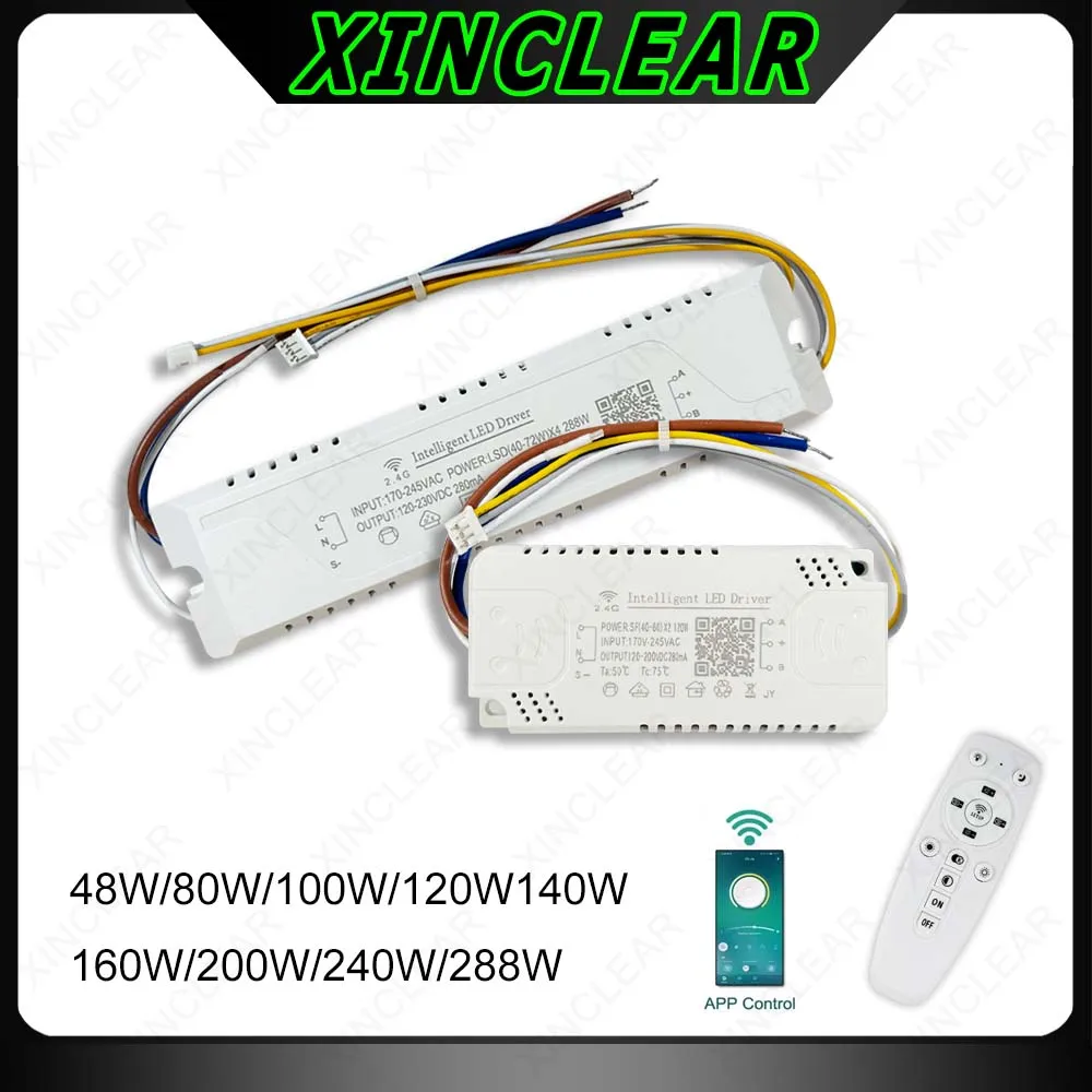 LED Driver 2.4G Remote+APP Control Lighting 80W 120W 160W 200W 240W 360W Transformers For DIY Two Color Light Strip Chandelier