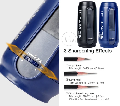 Imagen 2 del producto Tenwin-afilador de lápices eléctrico totalmente automático, carga USB, afilado rápido, lápices de bocetos de colores, suministros escolares para estudiantes, Statio