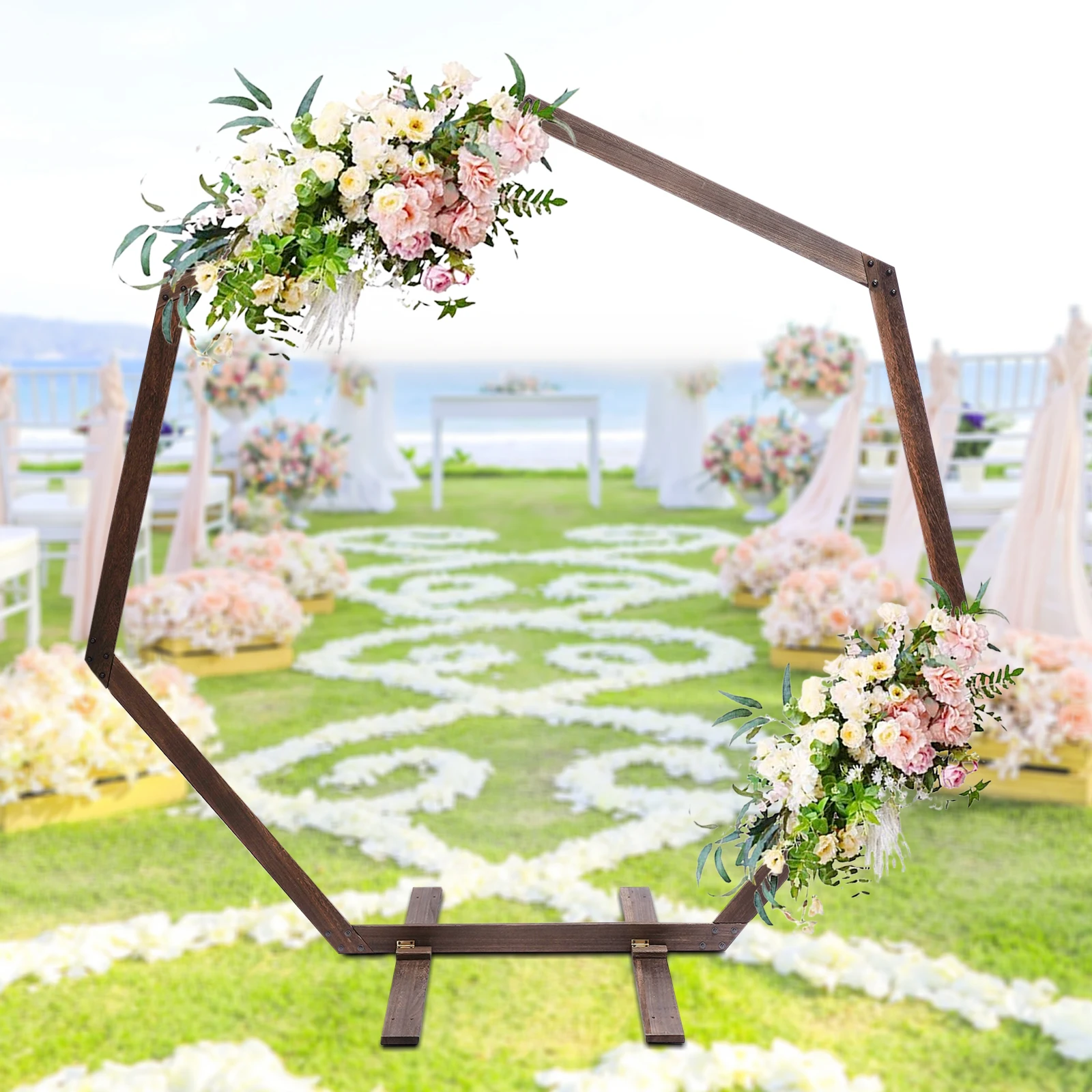 Wedding Background Rack Wood Arch Arbor Backdrop Stand for Garden Ceremony Parties Indoor Outdoor Rustic Farmhouse Theme