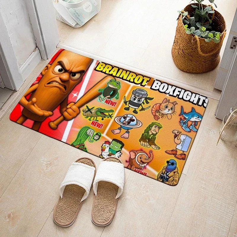 BRAINROT BOXFIGHTS السجاد حصيرة البساط الكرتون القرش التمساح الطائرة TikTok ميمي ديكور المنزل متعة لعبة نمط الكلمة حصيرة ترحيب حصيرة