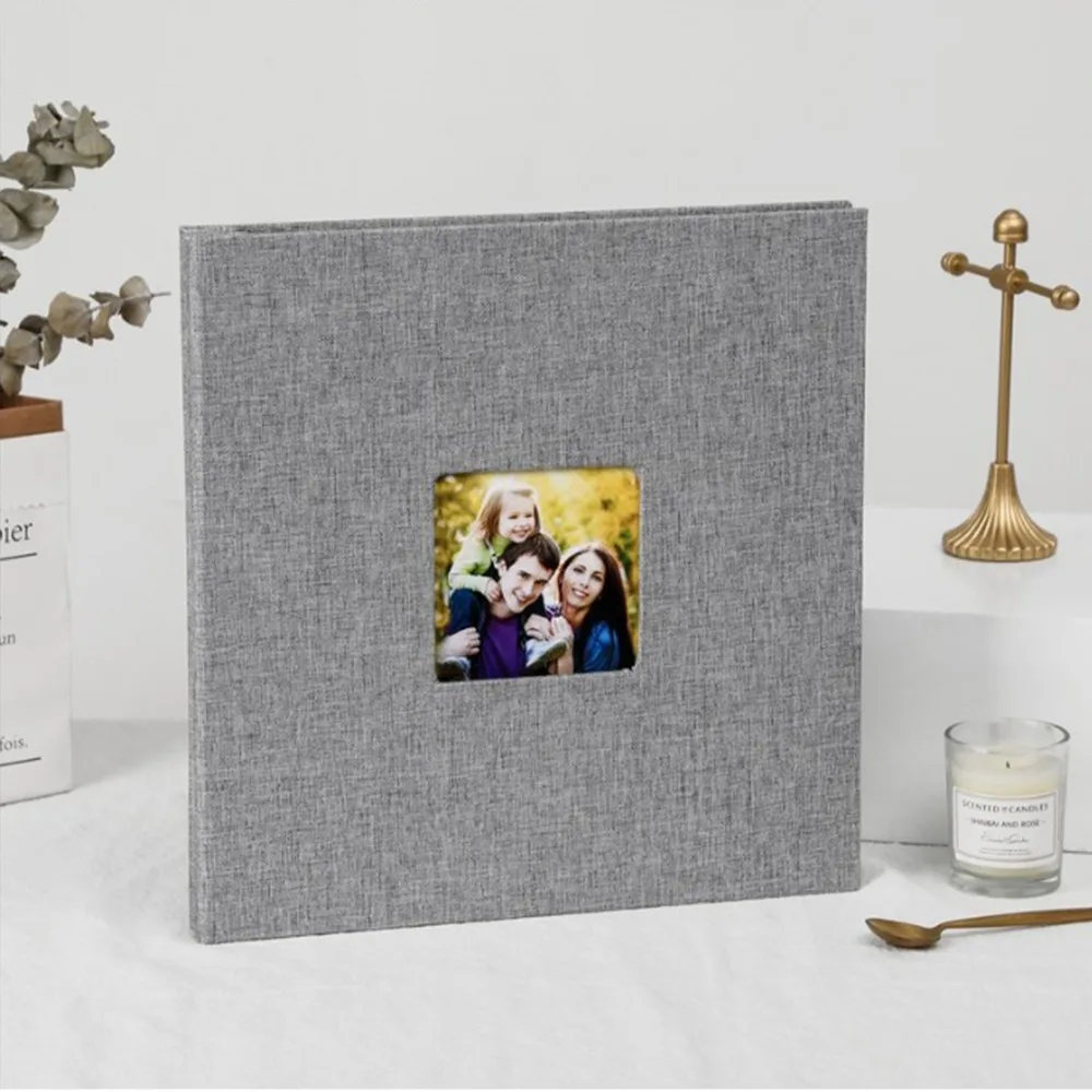 Light Grey 9.06x9.84in Linen Cover Photo Album grey Laminated Cover 3 Ring Binder Scrapbook 3 Ring Binder Memory Book Album For