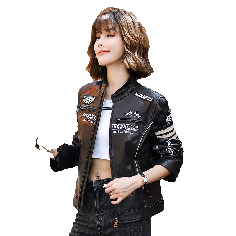 New Season Leather Jacket Motorcycle Short Style Cool And Trendy Leather Sheepskin Slimming Jacket Versatile