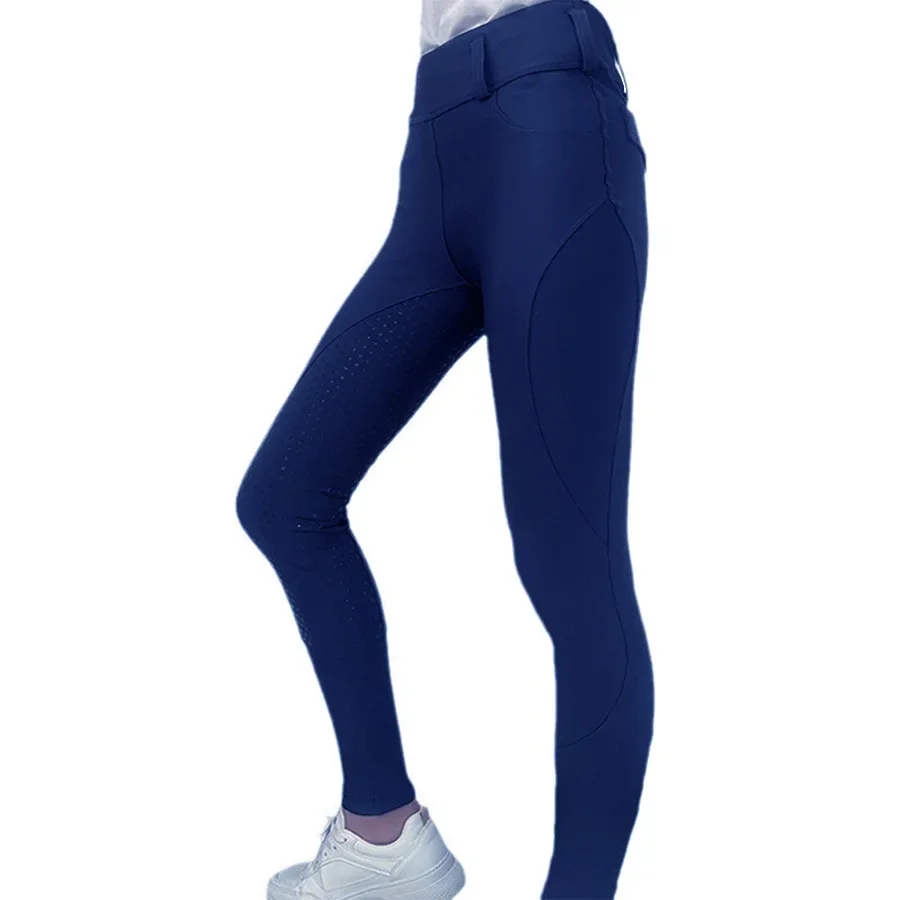 Pantalones ecuestres delgados elásticos de cintura alta para mujer, ropa de equitación deportiva antideslizante de silicona para primavera, verano y