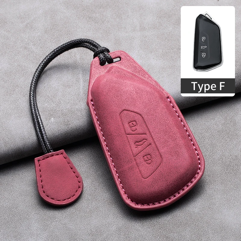 حافظة مفتاح السيارة الجلدية عن بعد لشركة فولكس فاجن فولكس فاجن جولف 8 MK8 ID.3 ID.4 كوبرا سكودا اوكتافيا A8 سيات ليون MK4 فورمينتور تاراكو #5