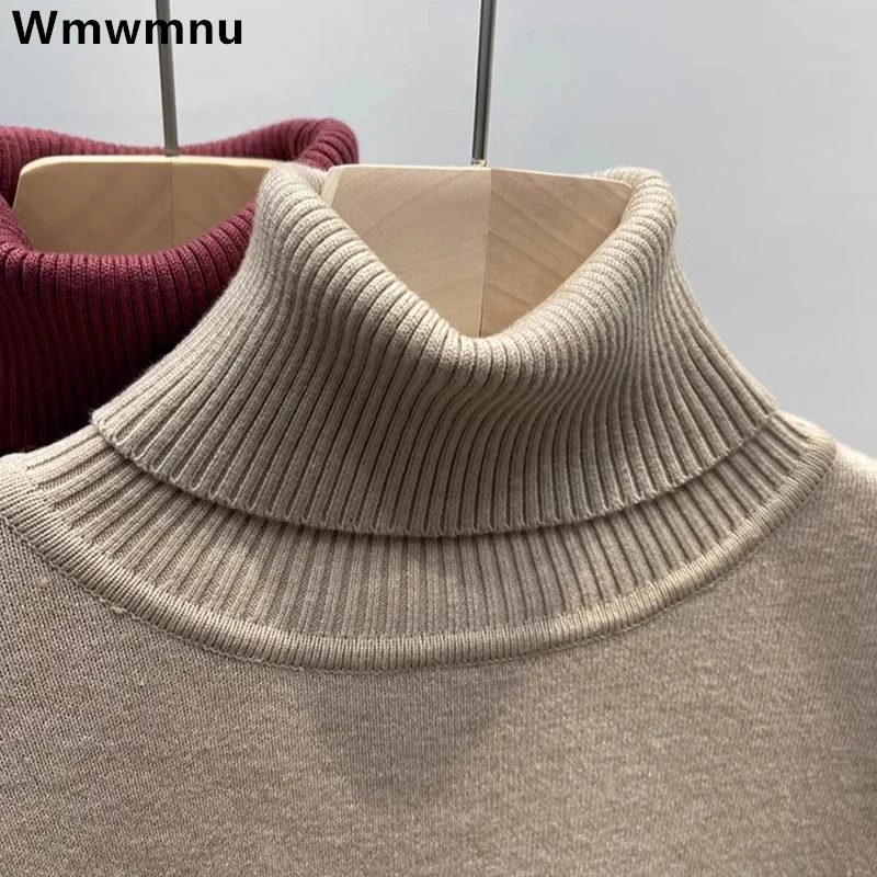 Maglione dolcevita addensare velluto donna moda coreana foderato caldo Sueter Pullover lavorato a maglia Slim Top maglia invernale maglione maglieria