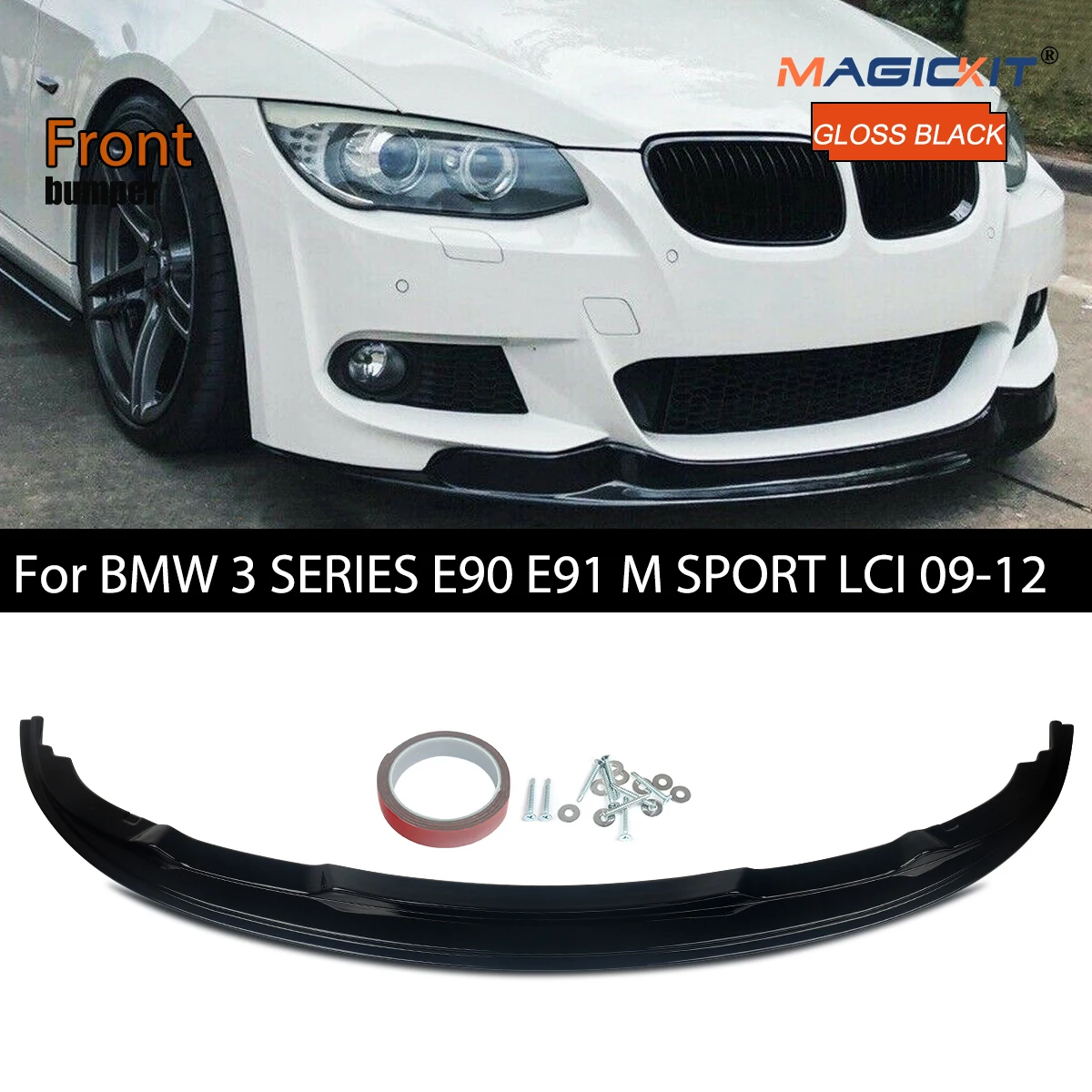 

FOR BMW 3 SERIES E90 E91 M SPORT LCI FRONT BUMPER LIP SPOILER SPLITTER 2009-2012