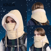Plush Warm Hat Thickned Beanies Cap Outdoor Windproof Scarf One-Piece Hat Hood Cover Fleece Hat for Cycling Running Waterproof
