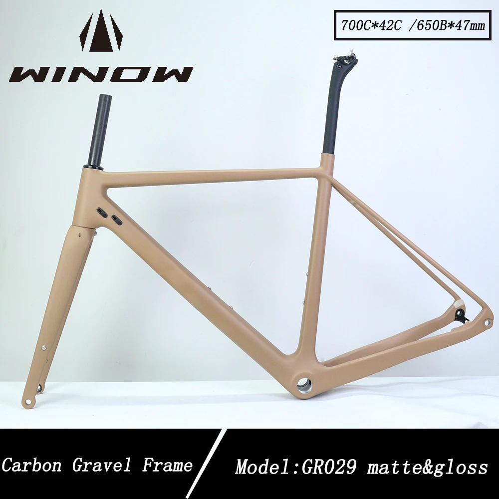 

Winow Carbon Gravel Bike Frameset 700C*42C BSA68 Disc Brake 160MM Bicycle Racing Bike Frames 49/52/54/56/58cm Gravel Frame