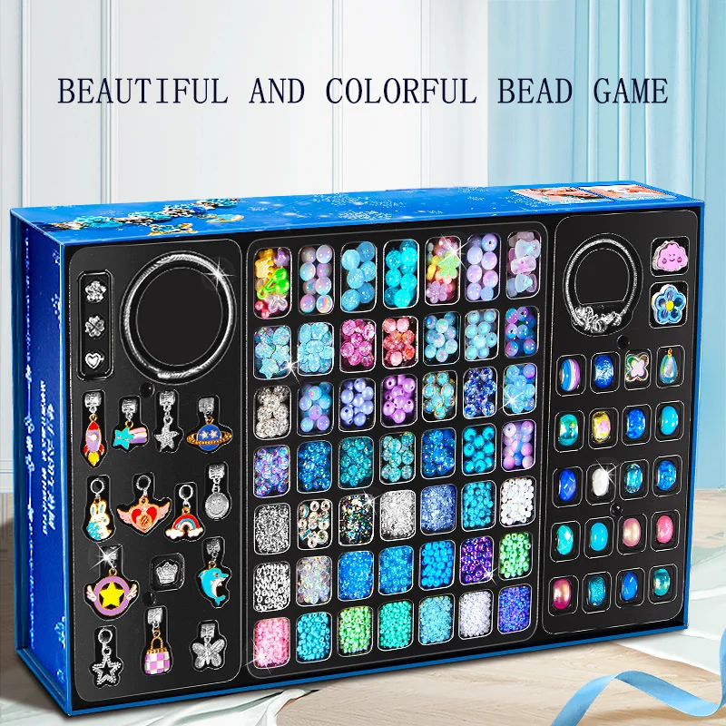 Girl Crafts Beads DIY Jewelry Make Kit Art Supplies Kid Bracelets Threading Beads Manual Activity Toy for 6 Years Birthday Gifts