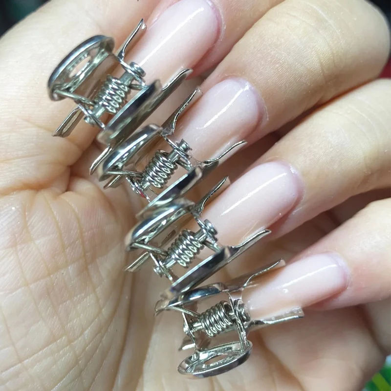 12pcs/set C Curve Nail Clips Stainless Steel Acrylic Gel Extension Tips Nail Form Clip DIY French Manicure Tools Accessories