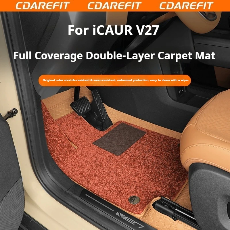 For Chery ICAUR V27 Full Coverage Car Double Layer Floor Mat 3D Faux Wool Rug Waterproof Wear Resistant Dedicated Floor Mats