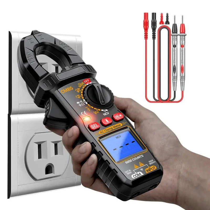 

Clamp Multimeter Capacitance Tester Multifunctional Meter With Flashlight Backlight 6000 Counts For DC/AC Voltage Capacitance