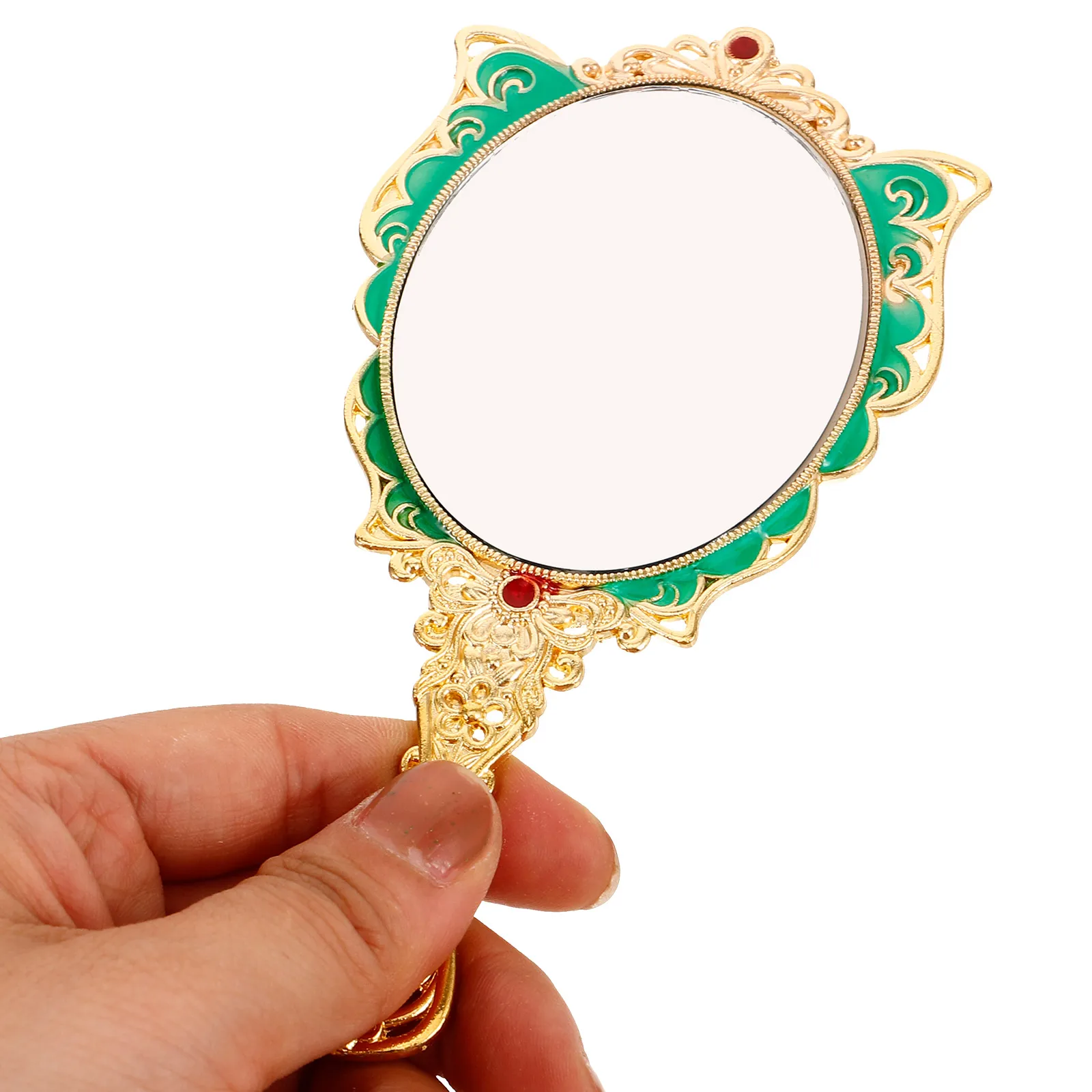

2Pcs Artful Peacock Design Mirror and Comb Set Fashionable Pocket Makeup Mirror for Handbag