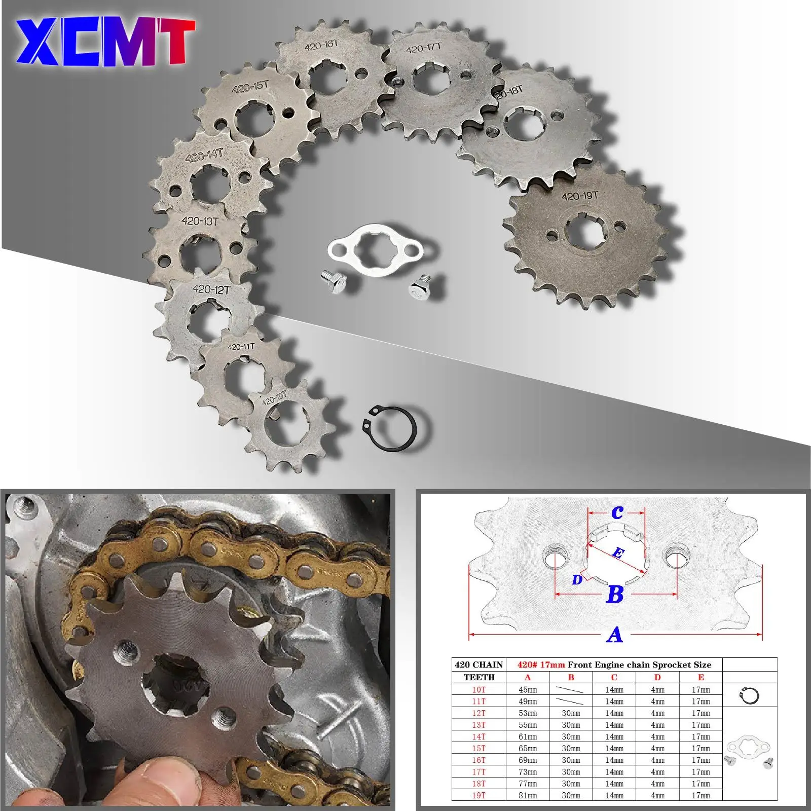 

420# 17mm 10 11 12 13 14 15 16 17 18 19T Teeth Front Engine Sprocket For Dirt Pit Monkey Dax Bike Go Kart ATV Quad Motorcycle