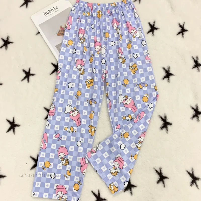 Sanrio Melody Pochacco Casual Pants for Women, Home Korean Cute Cartoon Pajama Pants, Loose Oversize Trousers, Y2k, New