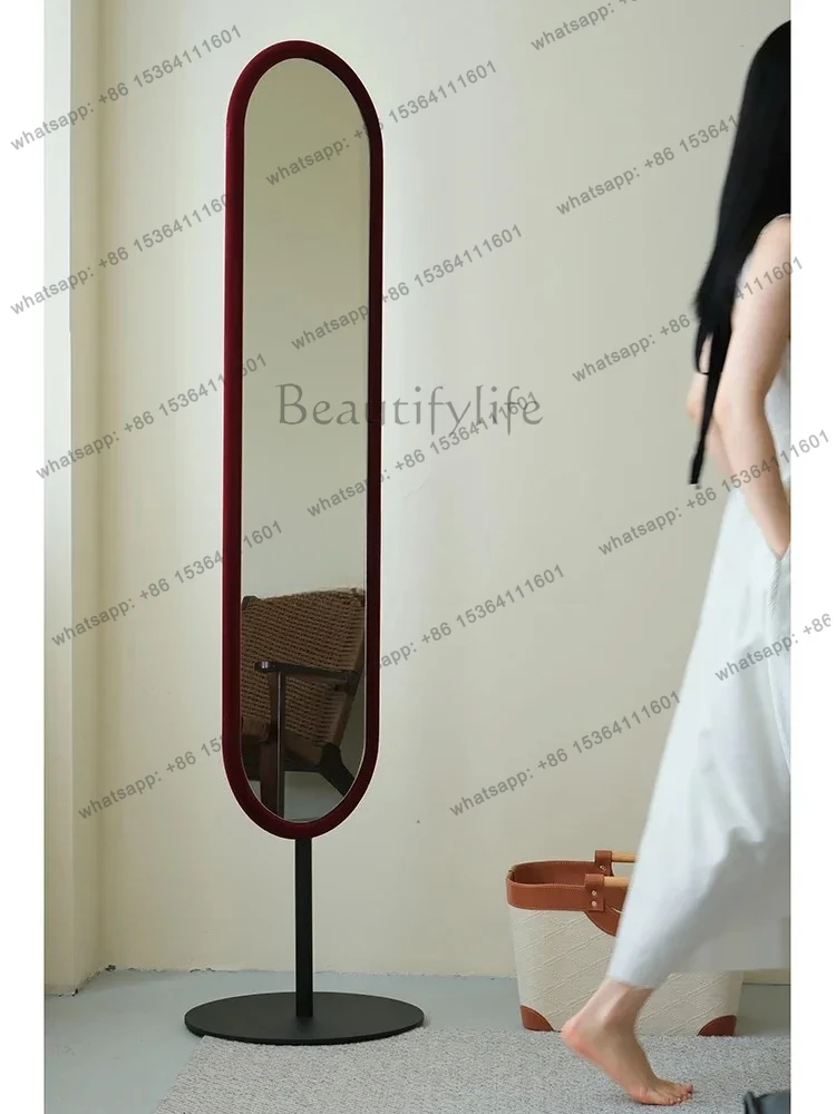 

Medieval red velvet bedroom cloakroom porch floor fitting mirror corner full-length mirror