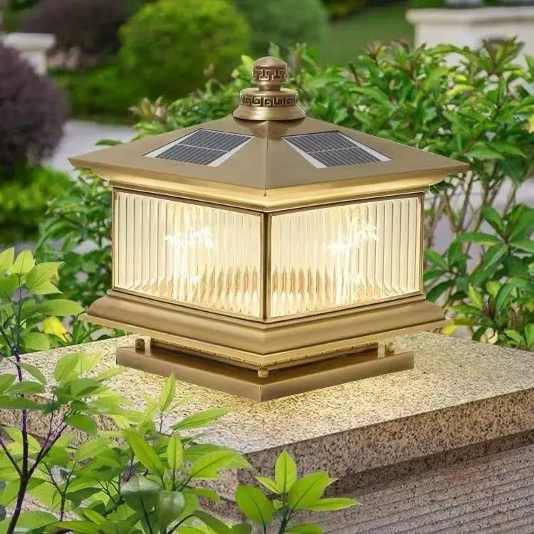 outdoor garden aluminum alloy door post LED light, square IP65 rating protective glass post light, 5-year warranty CRI 95