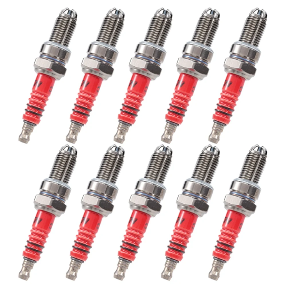 10Pcs 3-Electrode Spark Plug D8TC for 125Cc 150Cc 200Cc 250Cc Motorcycle Scooter ATV Quads