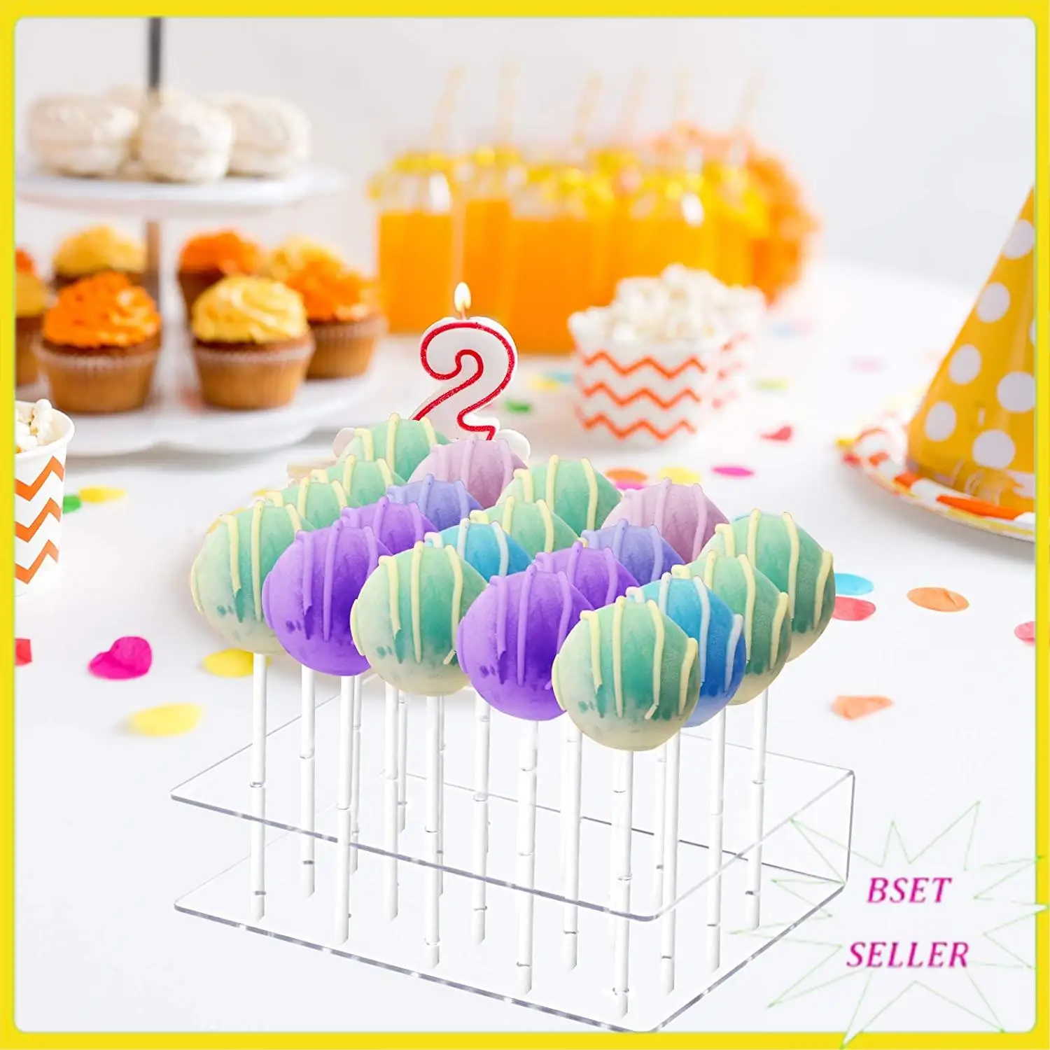 A010 2 Pack Acrylic Lollipop Holder 20 Hole Cake Stand Display For Weddings Baby Showers Birthday Party Candy Decorative