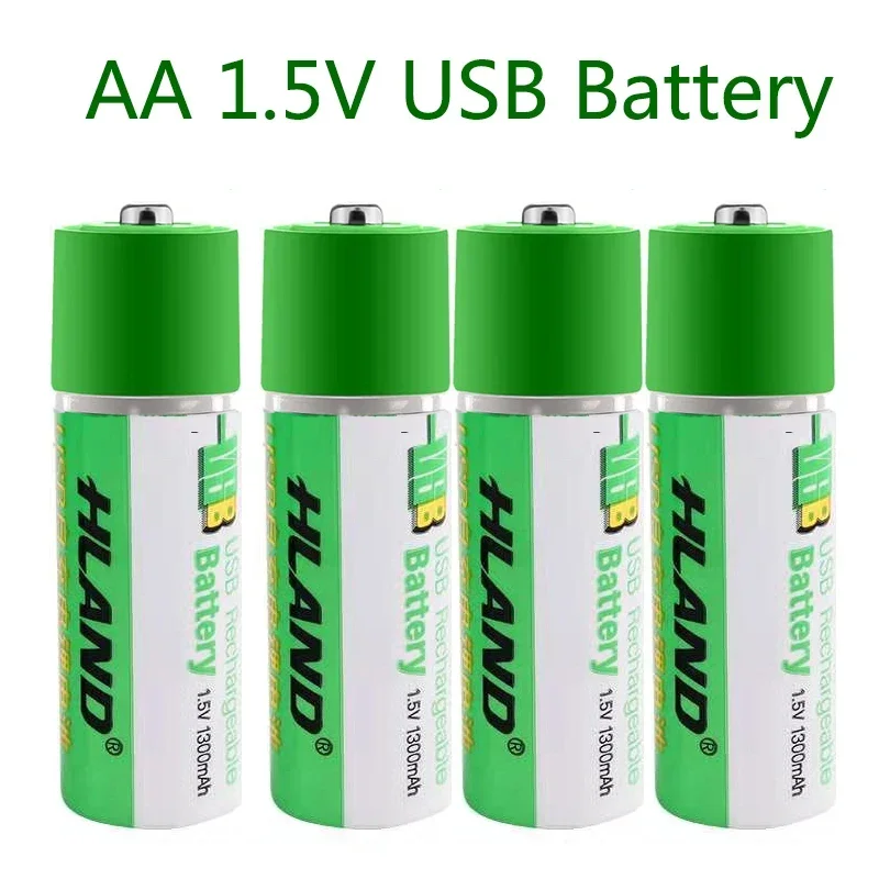 2024 NEW Large capacity 1.5V AA 1300mAh USB rechargeable lithium ion battery for remote control wireless mouse + cable