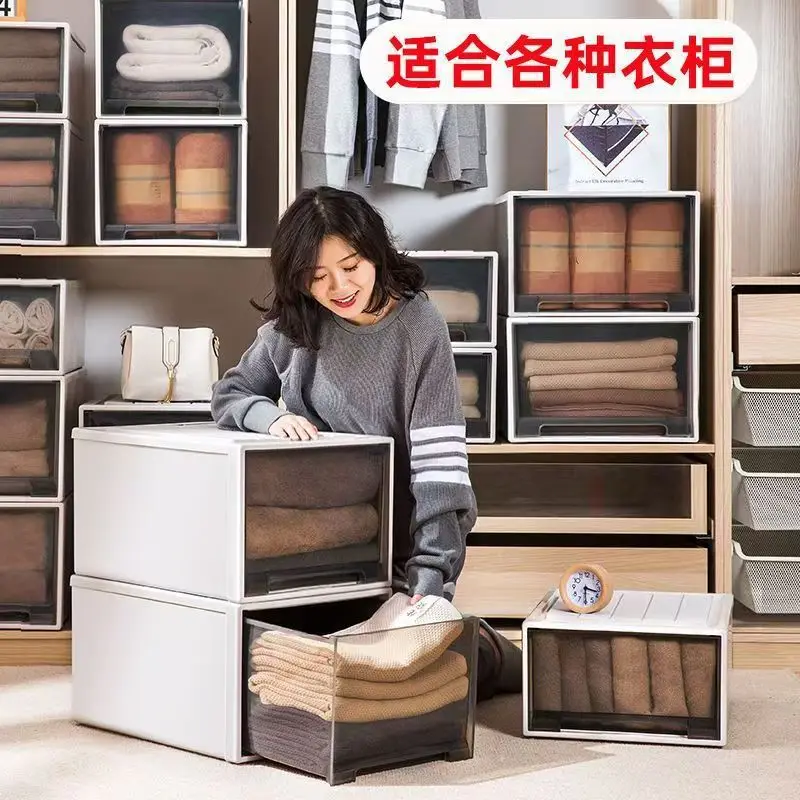 New thickened drawer storage box Household transparent clothes storage cabinet Clothing sorting box