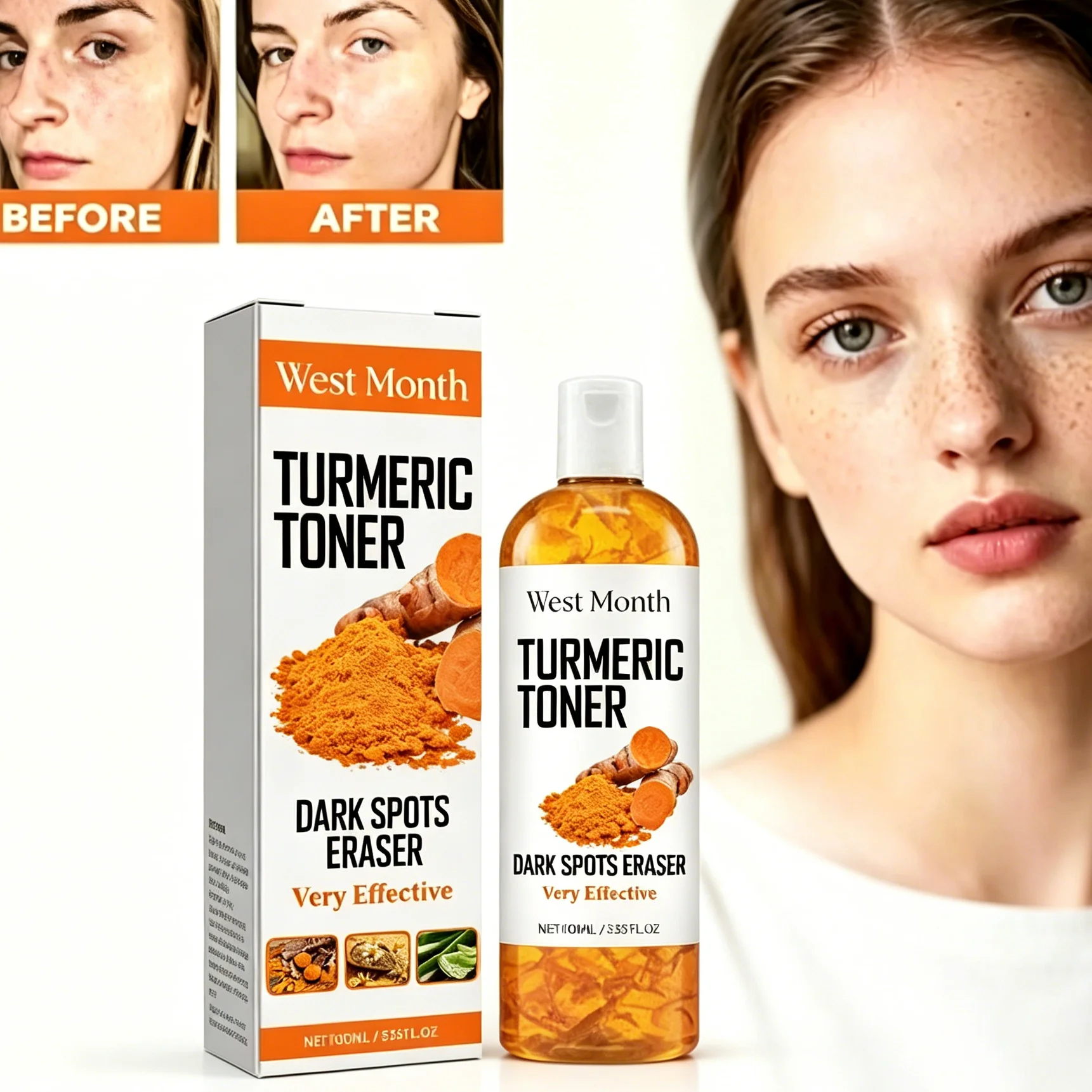 Dark Spot Correcting Turmeric Toner:Turmeric Leaf&Panthenol B5 Dark Spot Eraser&Barrier Repair With Collagen&Wild Chrysanthemum