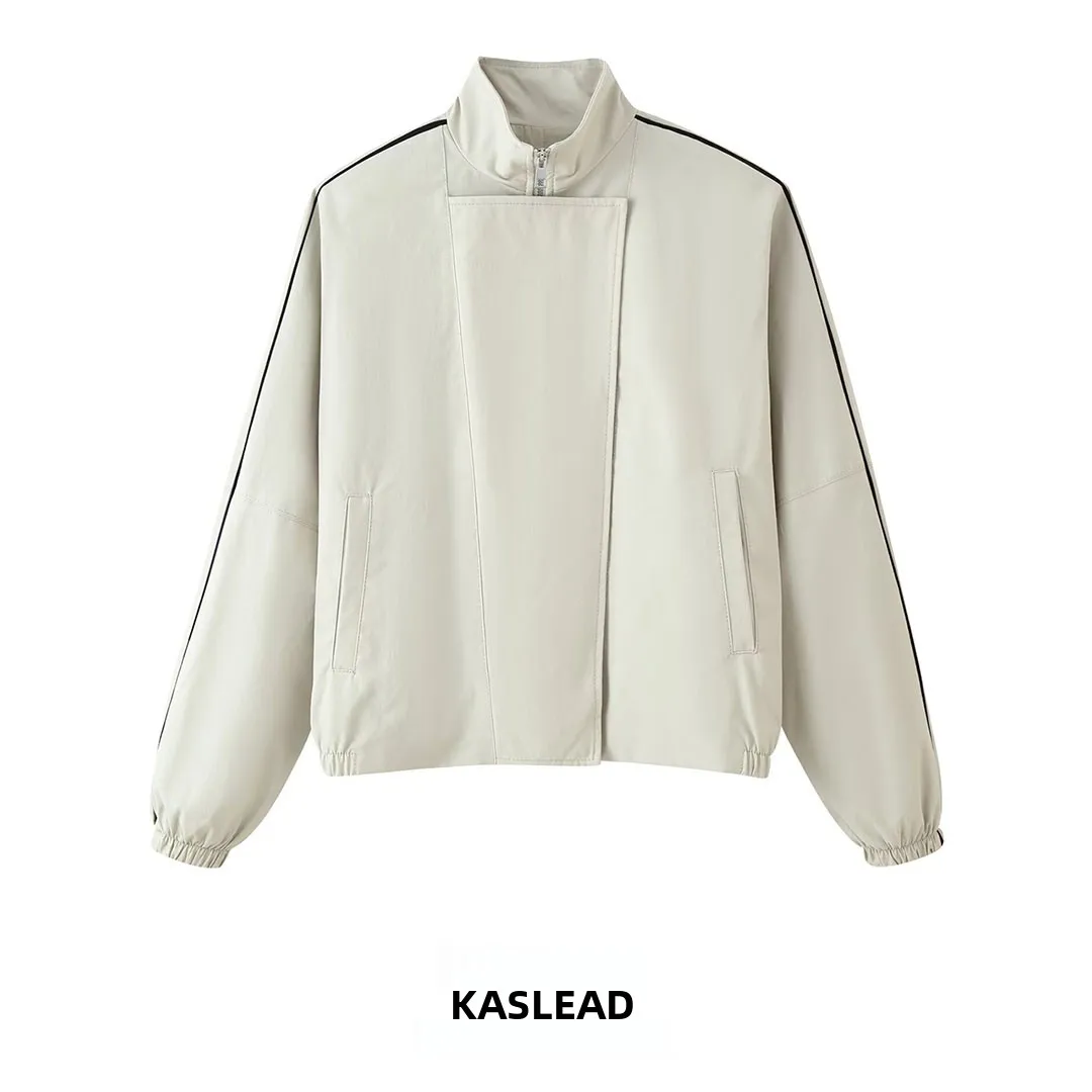KASLEAD New Women's Fashion High-End Pilot Jacket Coat Polyester Fiber 100% Autumn Season European Style Short Outerwear
