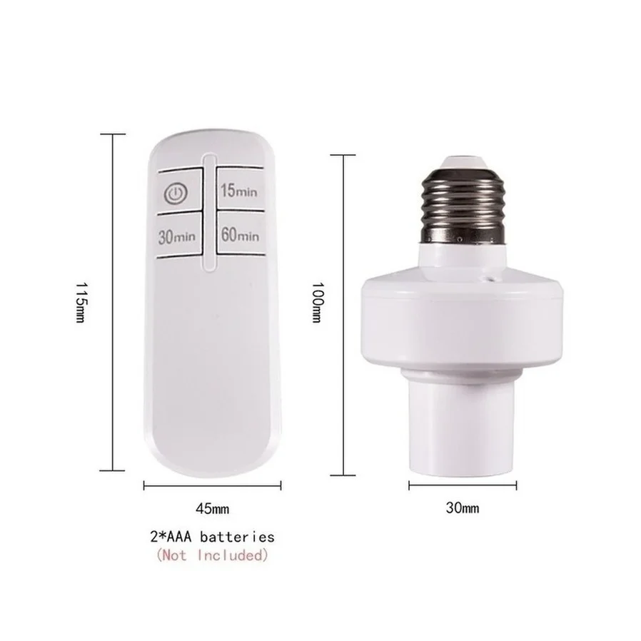 220V Wireless remote control smart timer switch E27 to E27 lamp holder house multi light switch baby room bedroom timer switch