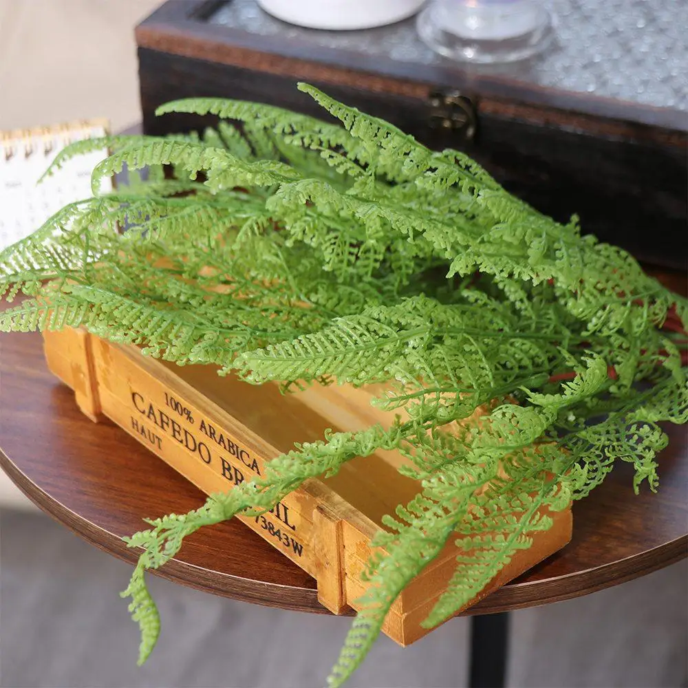 Creative Realistic Artificial Fern Greenery Plants Plush Handmade Fishtail Pine Fern Leaves 45cm 7 Fork Fake Plants Living Room