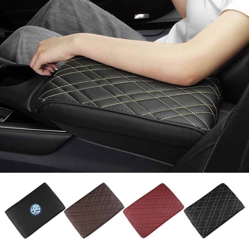 Car Armrest Box Heighten Mat Leather Hand Pad For VW GTI Polo Golf Passat Scirocco Tiguan Jetta T-ROC Touareg Touran CC Sharan