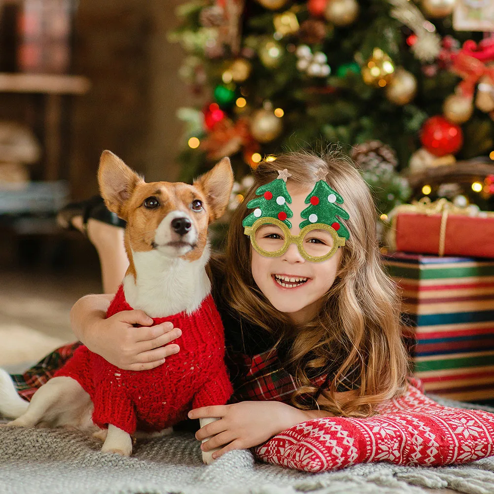 

4Pcs Christmas Decor for Photo Props Festive Party Accessories Cartoon Glasses Xmas Festival Glasses Frame Supplies