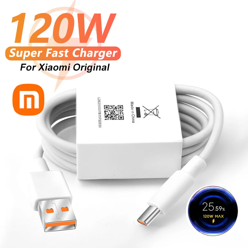 For XIAOMI Original 120W USB Turbo Fast Charging For mi 17 15 14 13 12 11 6A 67W Type C Cable Redmi Note 10 9 8 7 5 Pro K70 Poco
