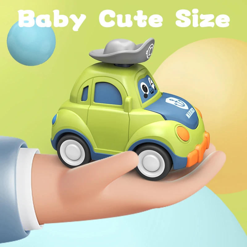 Baby Cartoon Toy Car Mini Press Go Vehicles Inertia Pull Back Cars Montessori Early Education Crawling Toys for Toddlers Boys