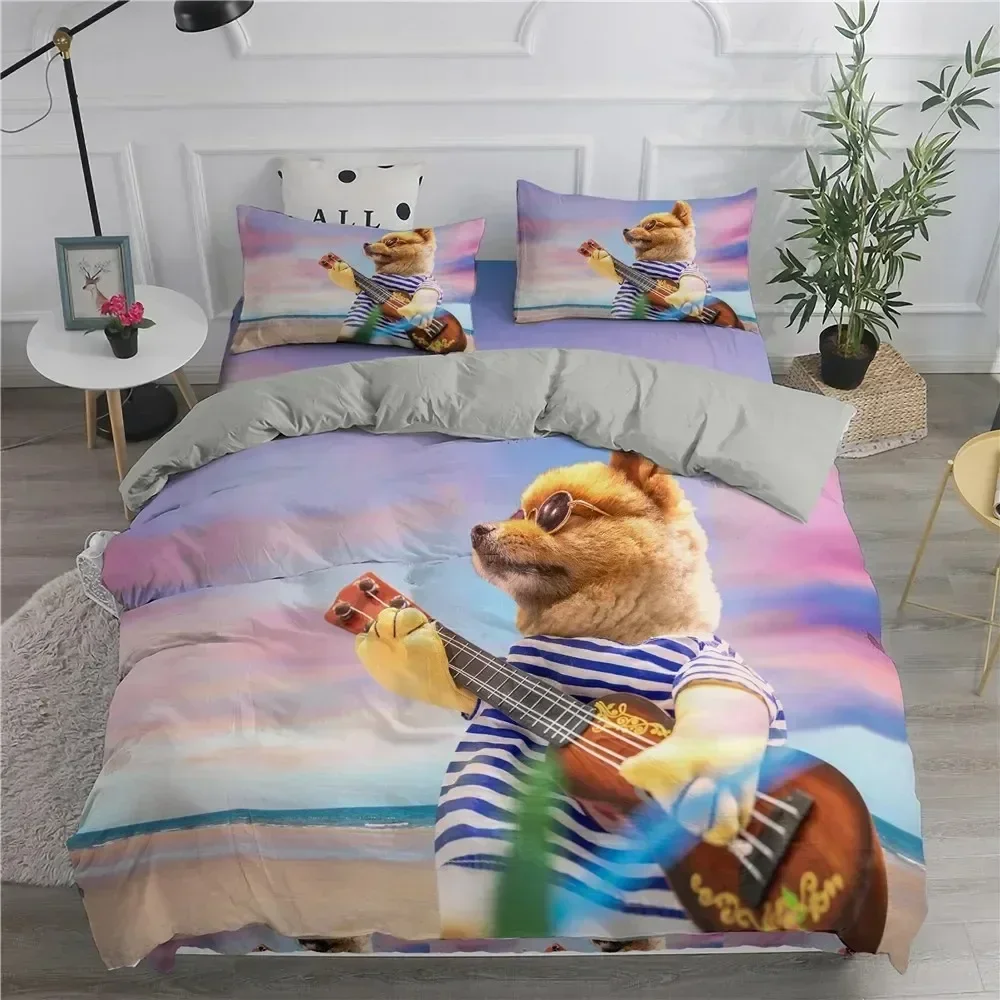 

Top Pomeranian Dog King Queen Duvet Cover Puppy Bedding Set for Teens Adults Pet Animal Colorful Sky Polyester Quilt Cover