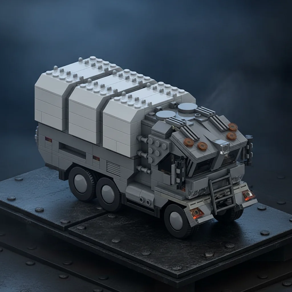 

MOC Future Military Armored Truck Building Blocks Sci-Fi Heavy Transport Vehicle Bricks Tactical Model DIY Toy Gift