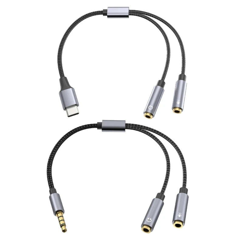 Headsets Mic Splitter Adapters 3.5mm/USB C Extension Cable 3.5mm Male to Double 3.5mm Female Cord for Gamings Laptops Dropship