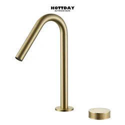 Brushed gold Basin Mixer Faucet Bathroom Countertop Cold Hot Water Faucet Single Handle Brass Lavatory Vessel Sink Tap Basin Tap