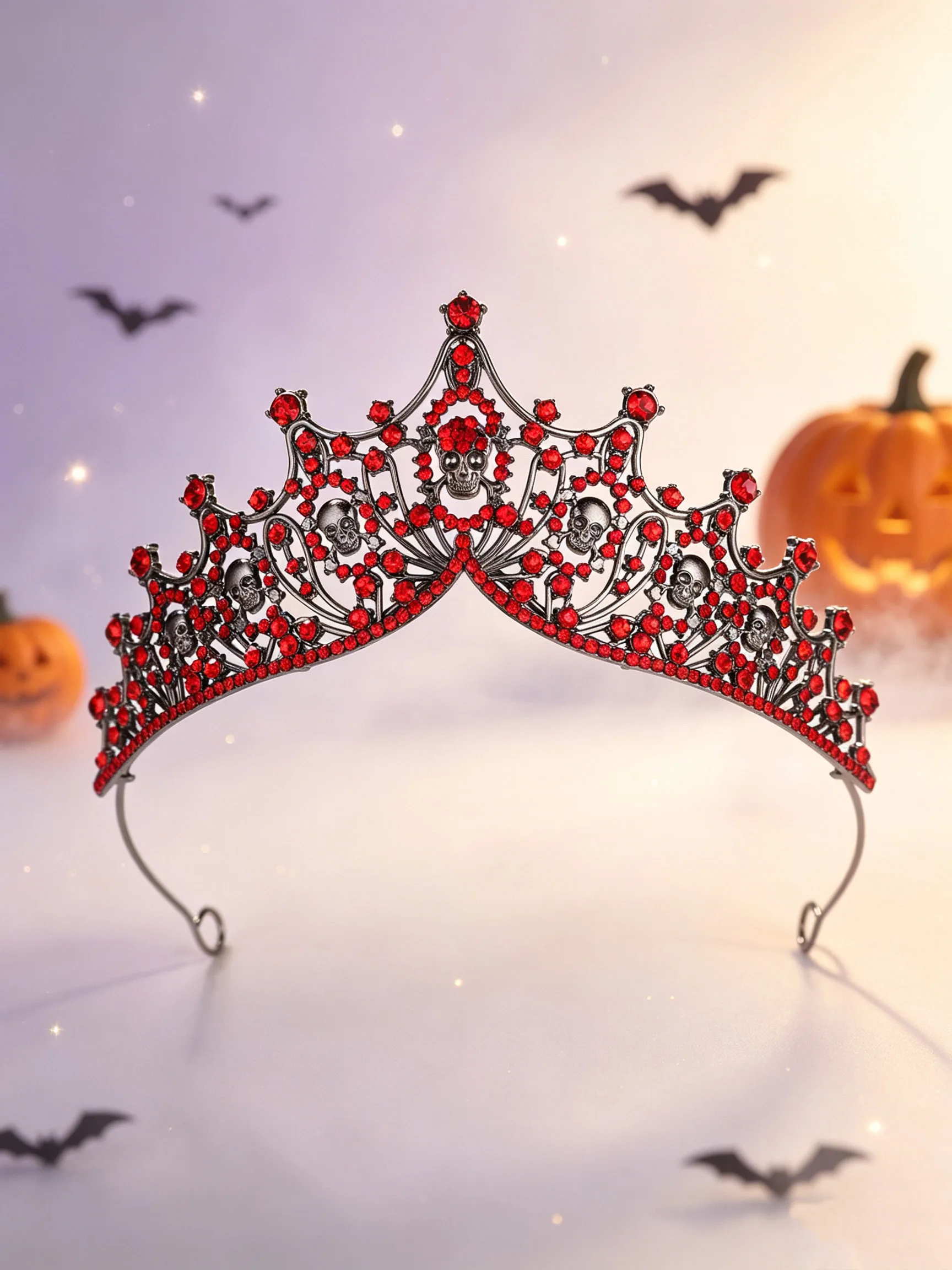 Halloween Skull Crown for Women, Multi-color Rhinestone Dark Crown, Party Cosplay Masquerade Ghost Bride Headpiece Hair Accessory image 3