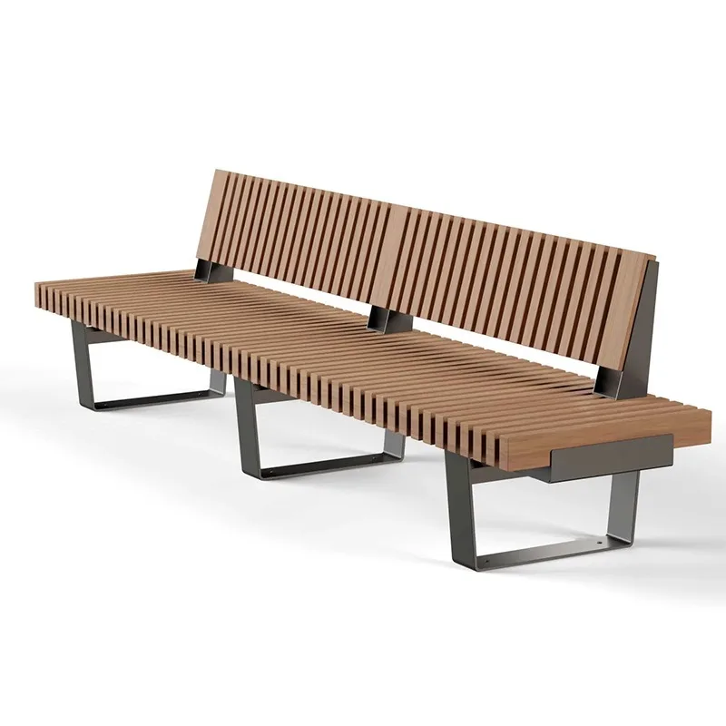 Outdoor leisure finished seats, flower box square chairs, stainless steel park chairs, outdoor benches, solid wood thick board